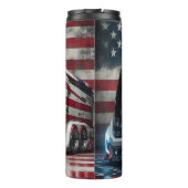 Futuristische Amerikaanse vlag bus Thermosbeker (Achterkant)