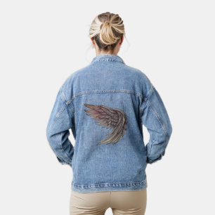 Futuristische Angel Wing Fine Line Tattoo Art - De Denim Jacket