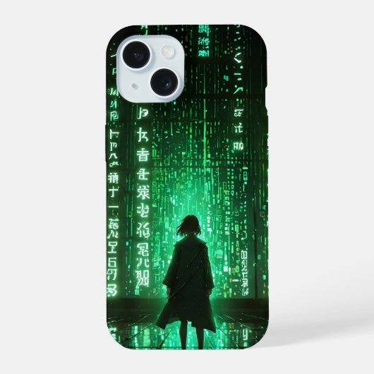 futuristische anime iPhone 15 case (Achterkant)