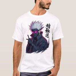Futuristische Anime Ninja met gloeiende Cyber Viso T-shirt