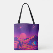 Futuristische Arabische woestijn - Sci-Fi Camel Ri Tote Bag (Achterkant)