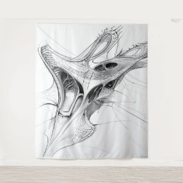 Futuristische architecturale weergave: golvend wandkleed