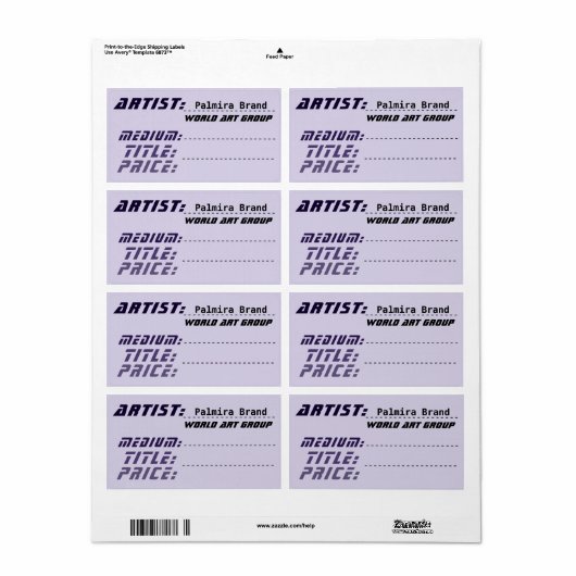 Futuristische artiest prijsetiketten Labels (Full Sheet)