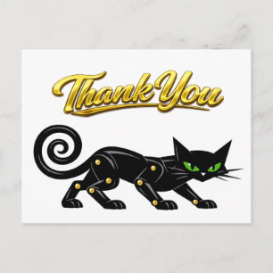 Futuristische Atomare Steampunk Zwarte Kat Dank Je Briefkaart