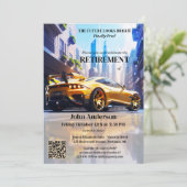 Futuristische Auto Vrijheid Pensioen Partij Kaart (Staand voorkant)