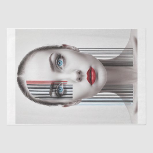 Futuristische bar gecodeerde vrouw tissuepapier (Voorkant)