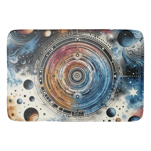 Futuristische Batik Kosmische Kunst – Ruimteontwer Badmat (Voorkant)