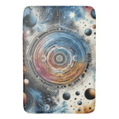 Futuristische Batik Kosmische Kunst – Ruimteontwer Badmat (Voorkant Verticaal)