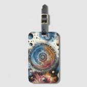 Futuristische Batik Kosmische Kunst – Ruimteontwer Bagagelabel (Voorkant (verticaal))