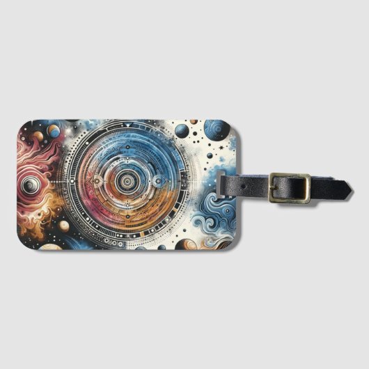 Futuristische Batik Kosmische Kunst – Ruimteontwer Bagagelabel (Voorkant (horizontaal))