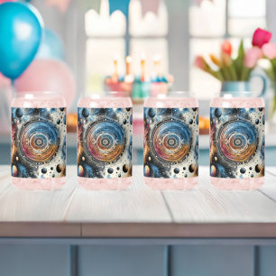 Futuristische Batik Kosmische Kunst – Ruimteontwer Blikvorm Glas