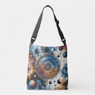Futuristische Batik Kosmische Kunst – Ruimteontwer Crossbody Tas