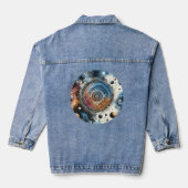 Futuristische Batik Kosmische Kunst – Ruimteontwer Denim Jacket (Achterkant)