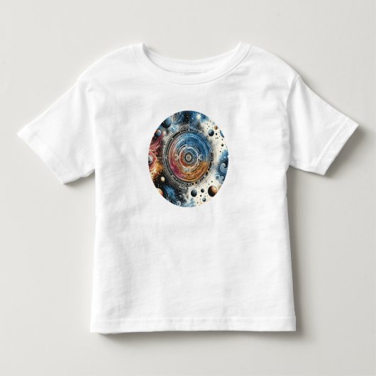 Futuristische Batik Kosmische Kunst – Ruimteontwer Kinder Shirts (Voorkant)
