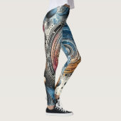 Futuristische Batik Kosmische Kunst – Ruimteontwer Leggings (Rechts)