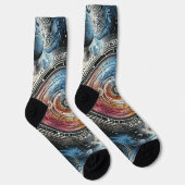 Futuristische Batik Kosmische Kunst – Ruimteontwer Sokken (Rechts)