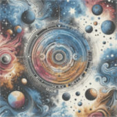 Futuristische Batik Kosmische Kunst – Ruimteontwer Sticker (Voorkant)