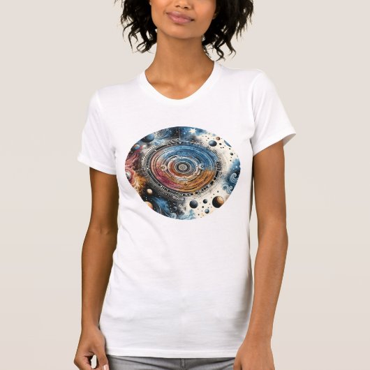 Futuristische Batik Kosmische Kunst – Ruimteontwer T-shirt (Voorkant)