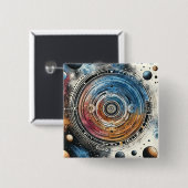 Futuristische Batik Kosmische Kunst – Ruimteontwer Vierkante Button 5,1 Cm (Voorkant /achterkant)