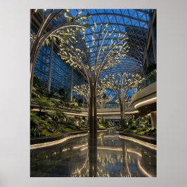 Futuristische Binnen Tuin Licht Bomen Poster