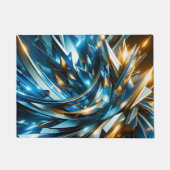 Futuristische Blau Goud Abstract Metallisch Geomet Deurmat (Voorkant)