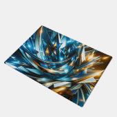 Futuristische Blau Goud Abstract Metallisch Geomet Deurmat (Schuin)
