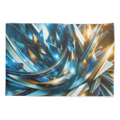Futuristische Blau Goud Abstract Metallisch Geomet Kussensloop (Achterkant)