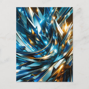 Futuristische Blau Goud Abstract Metallische Geome Aankondigingskaart