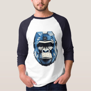 Futuristische Blauwe Gorilla Cyborg Grafische Kuns T-shirt