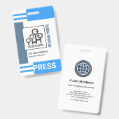 Futuristische Blauwe Streep Blokken Pers ID Badge (Voor- en achterkant)