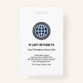 Futuristische Blauwe Streep Blokken Pers ID Badge (Achterkant)