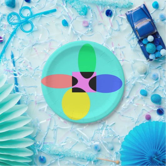 Futuristische bloem papieren bordje (Feest)