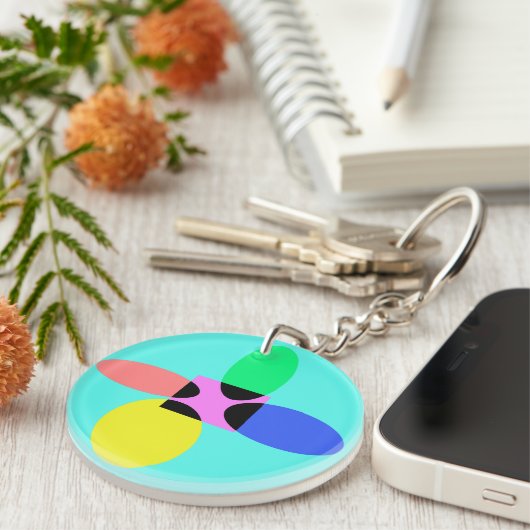 Futuristische bloem sleutelhanger (Voorkant Rechts)