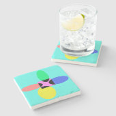 Futuristische bloem stenen onderzetter (Zijkant)