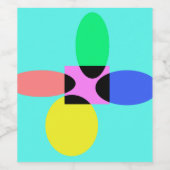 Futuristische bloem wijn etiket (Enkel label)