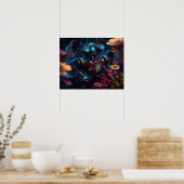 Futuristische Bloemen Robot Poster (Keuken)