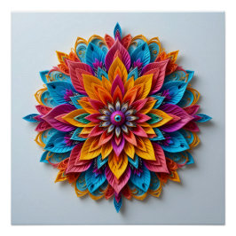 Futuristische bloemenmandala perfect poster