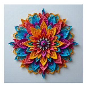 Futuristische bloemenmandala perfect poster