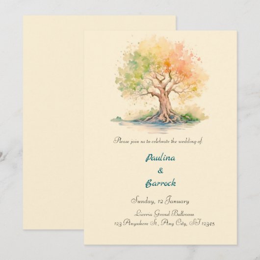 futuristische boom uitnodiging (Voorkant / Achterkant)