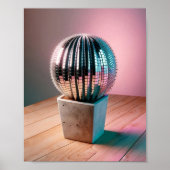 Futuristische Cactus Muur Kunst, Disco Bal Muur Poster (Voorkant)