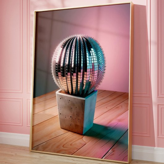 Futuristische Cactus Muur Kunst, Disco Bal Muur Poster