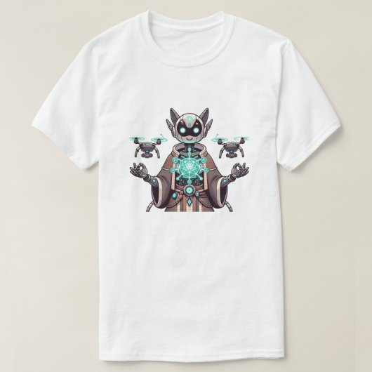 Futuristische Cat Robot T-shirt Design (Design voorkant)