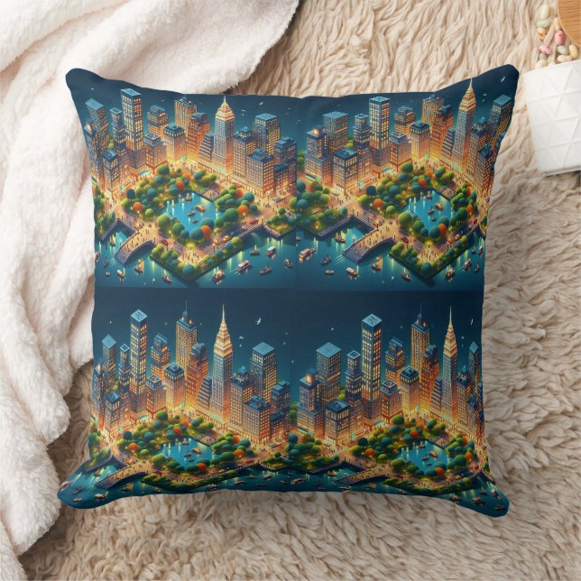 Futuristische Central Park Night Sierkussen Design (Deken)