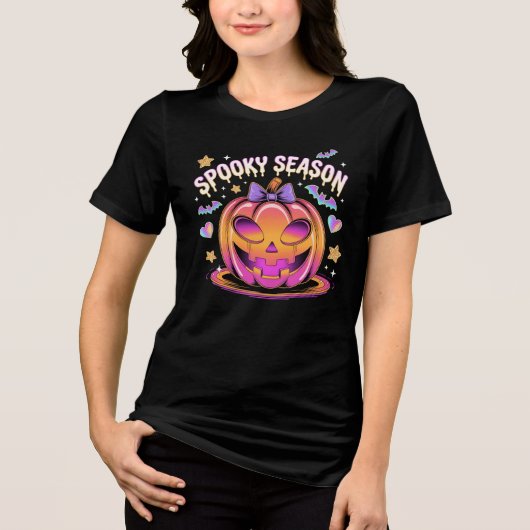 Futuristische Chrome Jack-O’-Lantern Halloween T-S Tri-Blend Shirt (Voorkant)
