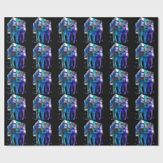 Futuristische Chrome Puzzel Kubus  Cadeaupapier (Vlak)