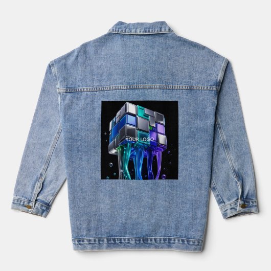Futuristische Chrome Puzzel Kubus Denim Jacket (Achterkant)
