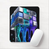 Futuristische Chrome Puzzel Kubus Muismat (Met muis)