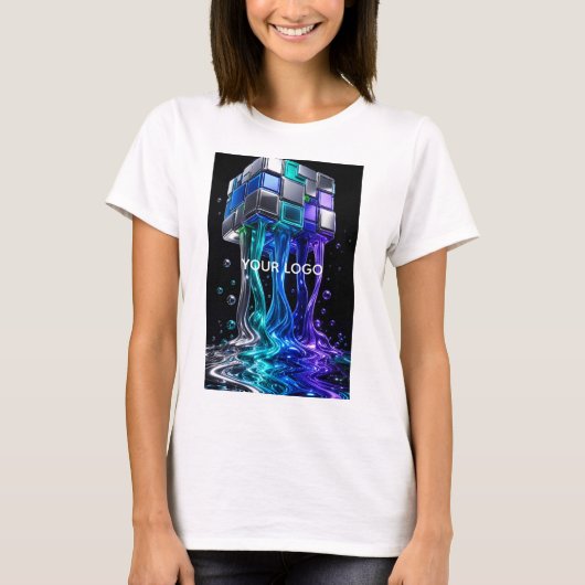Futuristische Chrome Puzzel Kubus T-shirt (Voorkant)