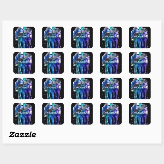 Futuristische Chrome Puzzel Kubus Vierkante Sticker (Vel)