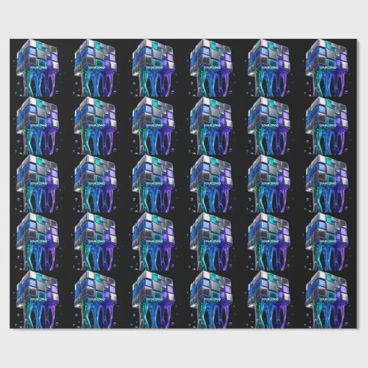 Futuristische Chrome Puzzelkubus Cadeaupapier (Vlak)